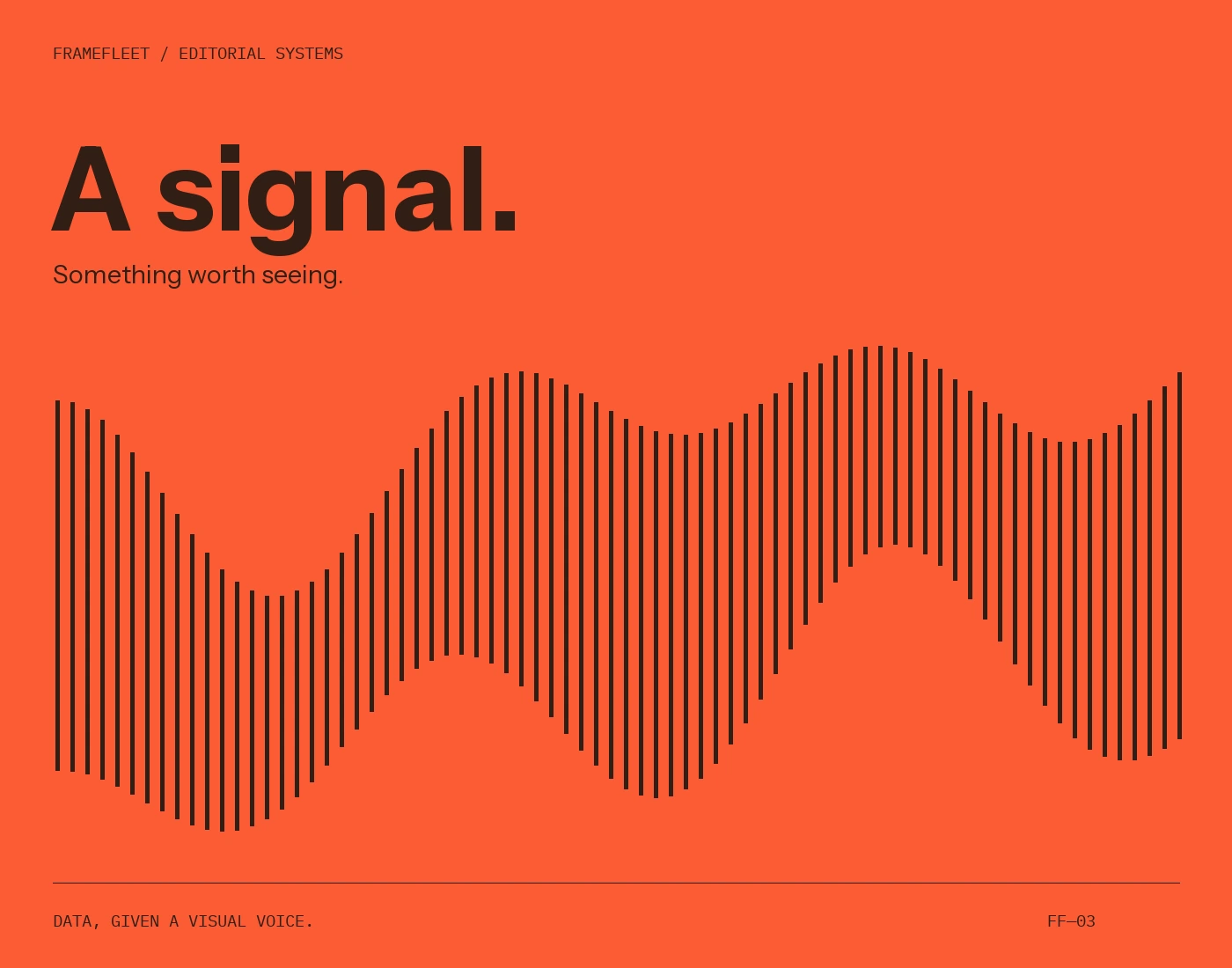 A signal editorial graphic with dark wave lines on a warm orange background